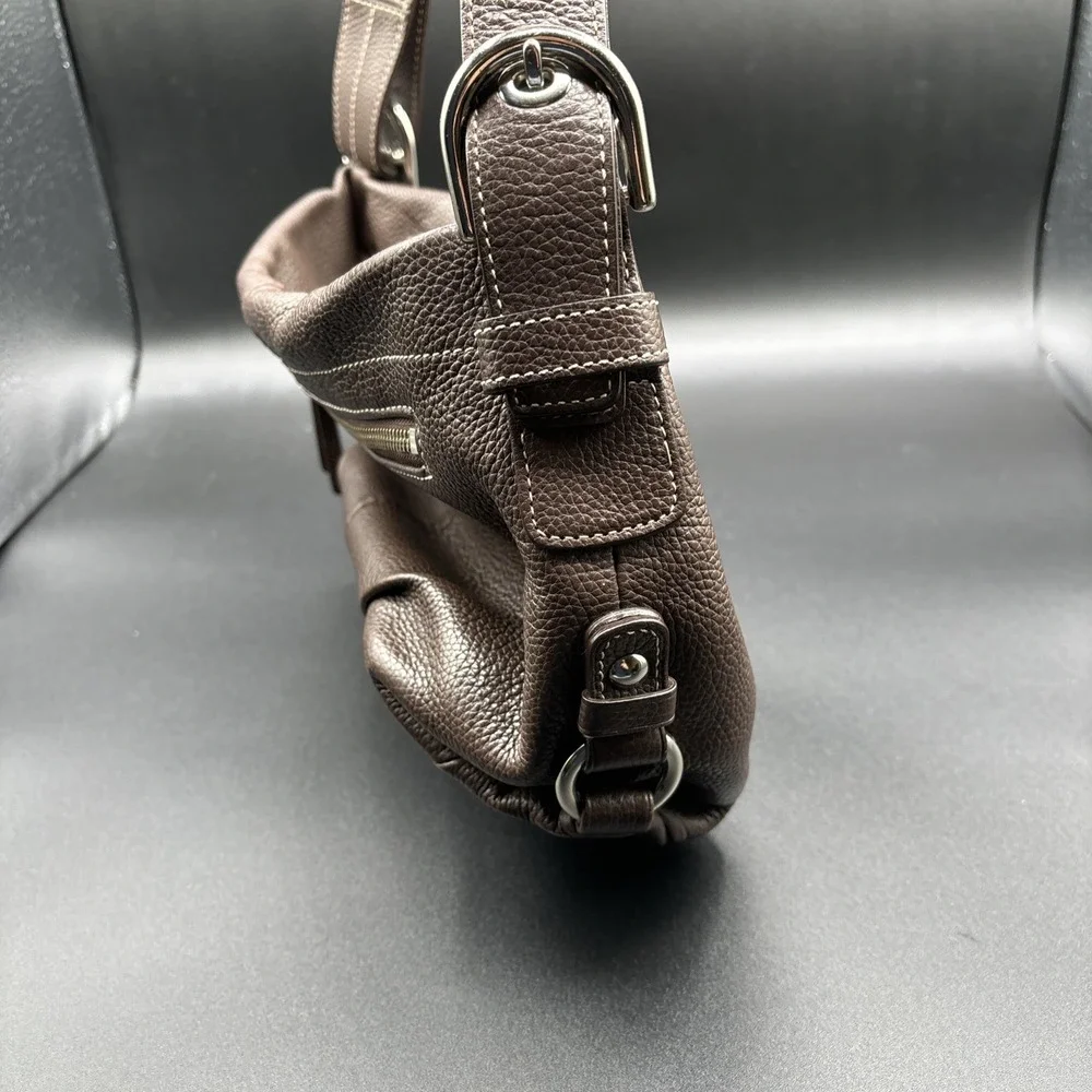 Coach East West Duffle Shoulder Bag F15065 Brown Pebbled Leather Purse